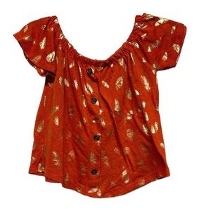 Love Orange Flutter Sleeve Smocked Blouse